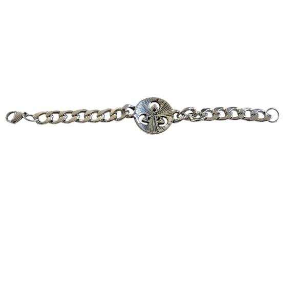 Stainless Steel  Chain Bracelet with Celtic Knot Design - Picture 3 of 4